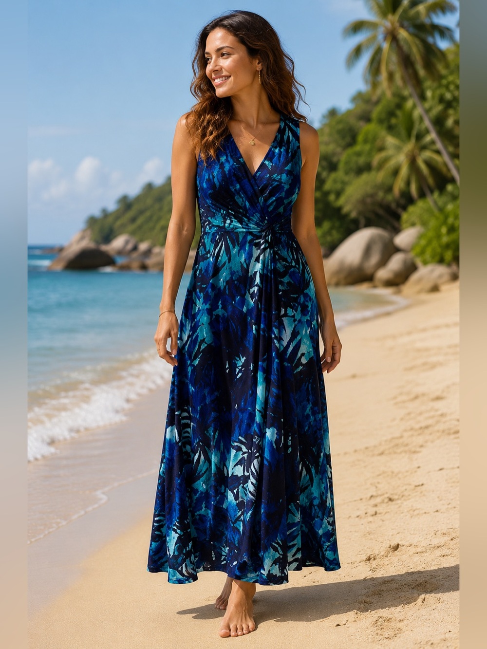 Planet Blue Sleeveless V-Neck Sundress Maxi